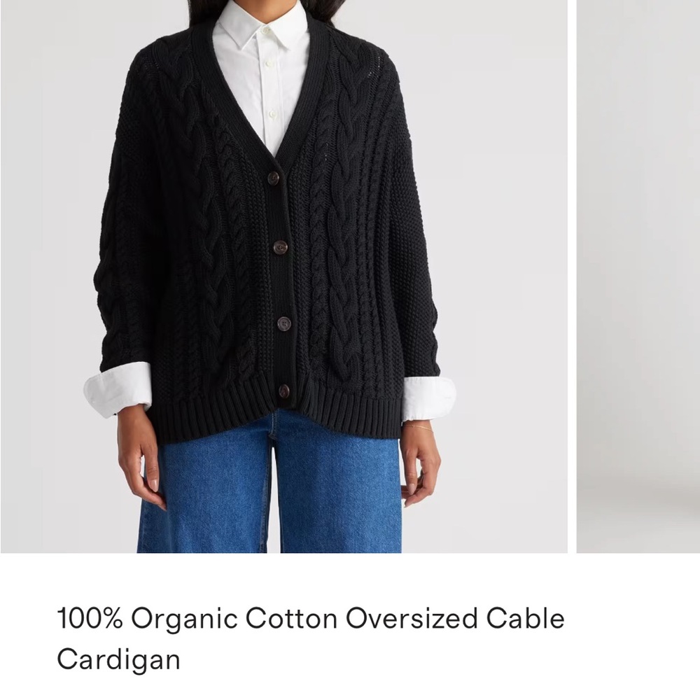 Quince 100% Organic Cotton Oversized Cable Cardigan
